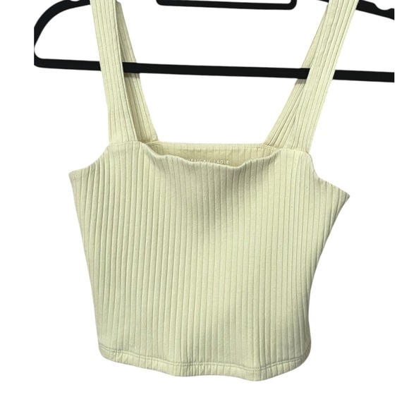 American Eagle Outfitters AEO Ribbed Tank Top Crop Top Butter Yellow Medium - Picture 1 of 8